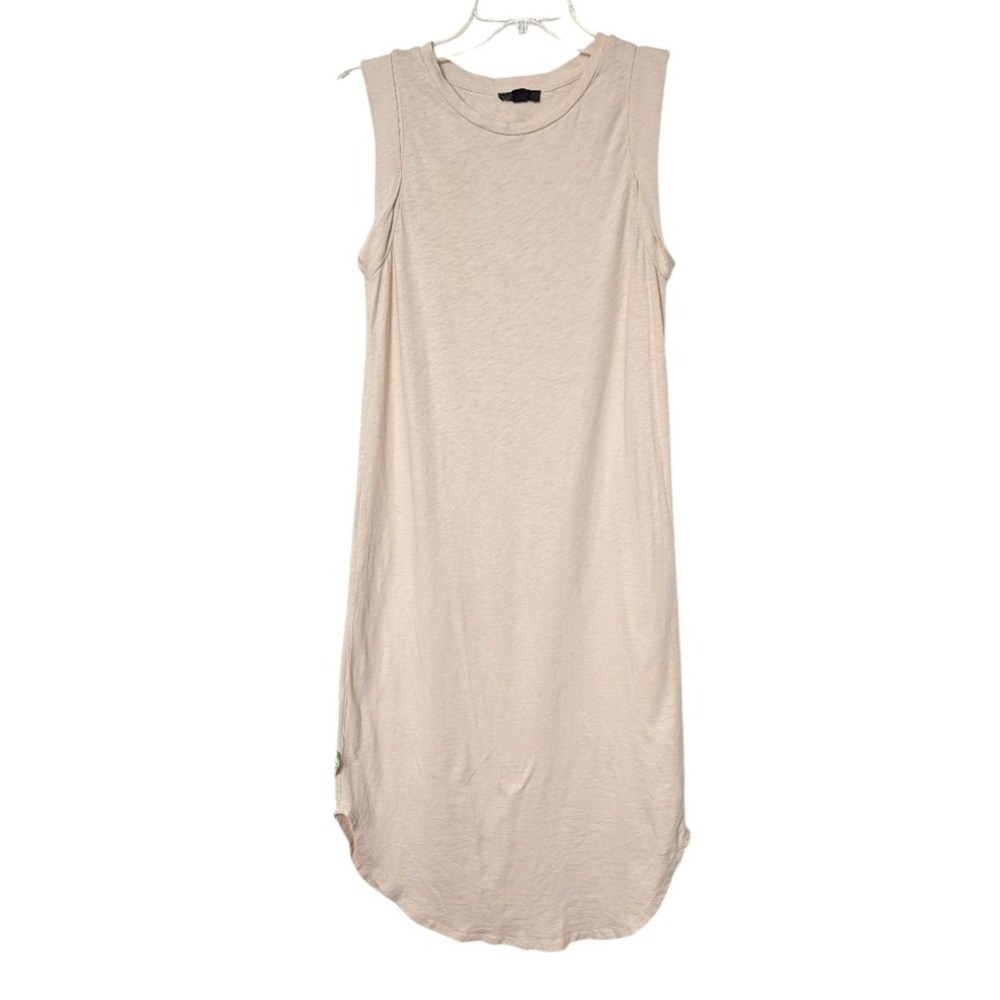 J. Crew Cream Slub Cotton Rolled Sleeveless Cuffs Relaxed Midi Tank Dress XS